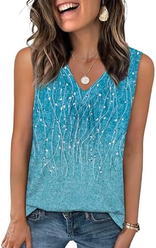 Tank Tops for Women Teacher Outfits Ruched V Neck Blouses in Z-blue Line