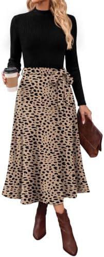 Teacher Dresses Business Casual Outfits Dress Work Office in Leopard Print