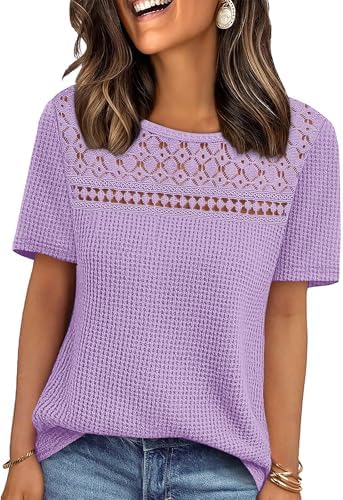 Tops for Women Trendy Short Sleeve Shirts Going Out Business in Purple