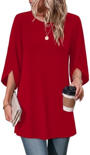 Tunic Tops for Women Loose Fit Dressy Christmas Shirts Fall in Red