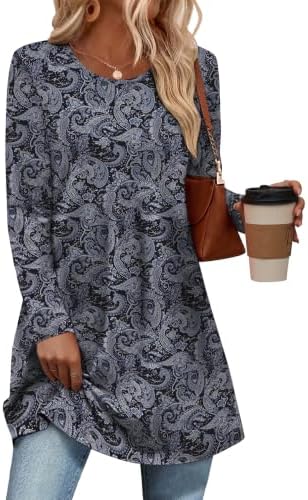 Tunics Or Tops To Wear With Leggings Fall Blouses For Women in Floral 06