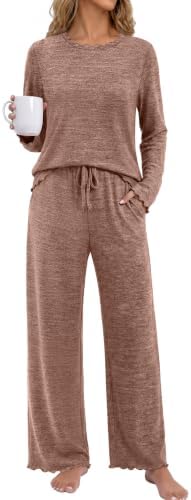 Two Piece Sets for Women Halloween Pajamas Cozy Fall Fashion in Brown