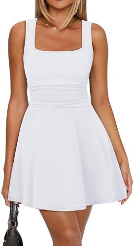 White Dress Sleeveless Empire Waist Dress for Women Summer in White