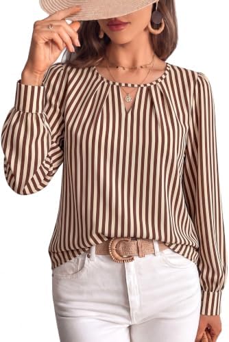 Winter Clothes for Women Long Sleeve Shirts Fall Blouses Dressy in Brown Beige