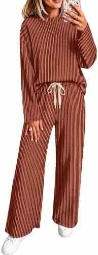 Women 2 Piece Outfits Lounge Set Fashion Fall Winter Matching in Caramel