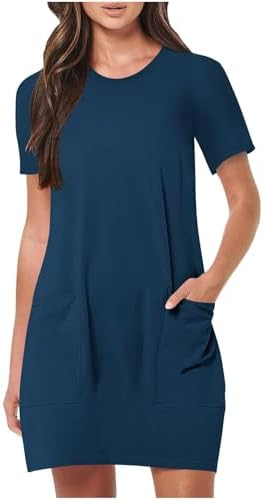 Women Casual Tshirt Dress Short Sleeve Crew Neck Summer Outfits