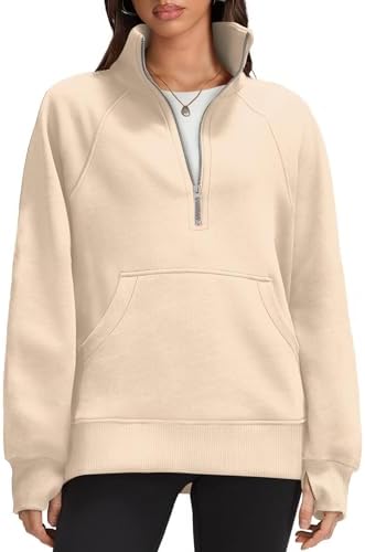 Women Crewneck Half Zip Oversized Sweatshirts Fall Fashion