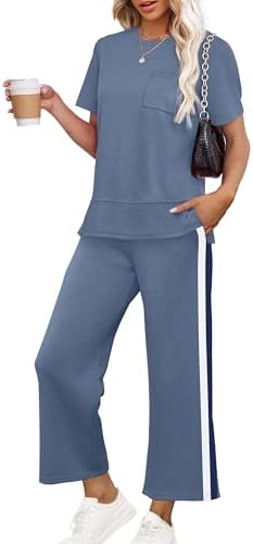 Women Lounge Sets 2 Piece Fall Outfits Winter Travel Tracksuits in Unique Blue