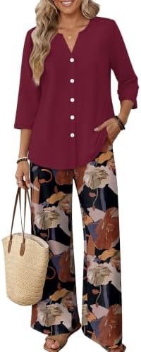 Women's 2 Piece Lounge Sets Fashion Outfits Loungewear Boho Red in Red Floral
