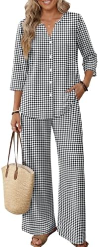 Women's 2 Piece Lounge Sets Plus Size Outfits Loungewear Plaid