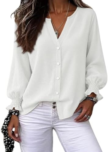 Women's Clothing Business Casual Tops for Women Long Sleeve in White