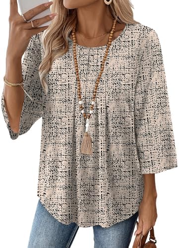 Women's Clothing Spring Tops for Women Teacher Shirts Summer in D-beige Print