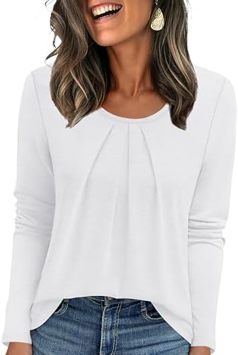 Women's Clothing White Womens Long Sleeve T Shirts Trendy Long