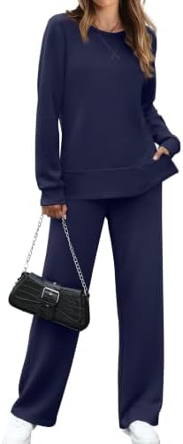 Women's Lounge Sets 2 Piece Outfits Casual Fall Loungewear Navy