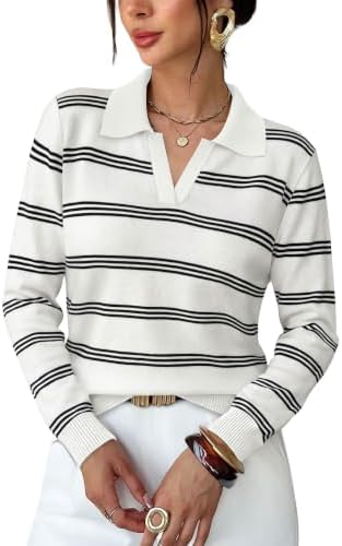 Women's Polo Sweater Fall Long Sleeve Shirts Business Casual