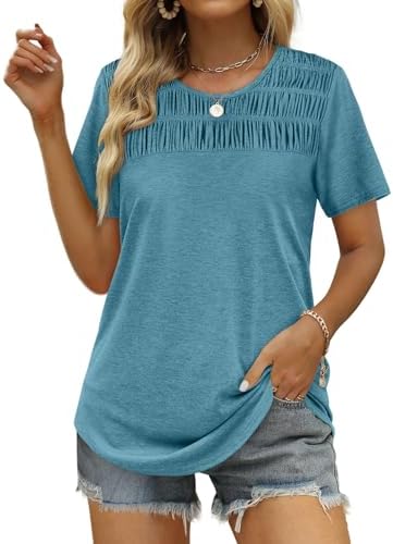 Women's Spring Fashion Short Sleeve Summer Tops Trendy Clothes in Grey Green