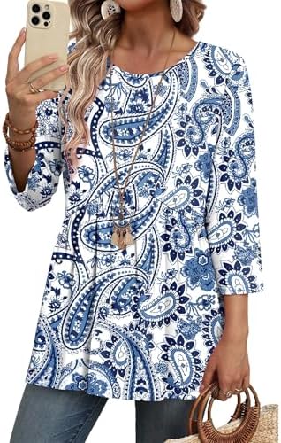 Women's Tops Dressy Casual 3/4 Length Sleeve Womens Tops Summer