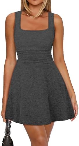 Women's Work Dress Casual Square Neck Dress Summer Dresses for in Dark Dark Grey