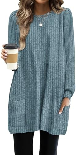 Women Sweaters with Pockets Autumn Long Sleeve Shirts for Women