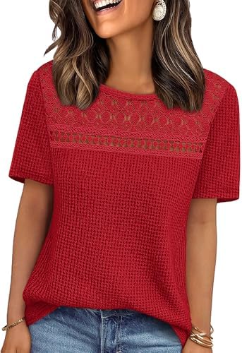 Womens Blouses Dressy Business Casual Outfits Christmas in Red
