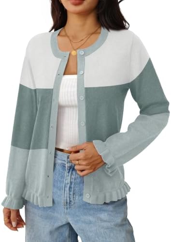 Womens Cardigan Sweaters Cozy Trendy Teacher Outfits Business in White Green Blue