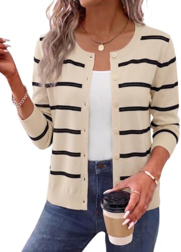 Womens Cardigan Sweaters Trendy Fall Outfits Black Stripes XL