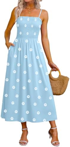 Womens Dresses Summer Fashion Boho Maxi Dress XS in Blue Daisy