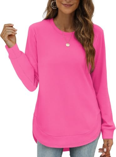 Womens Fall Fashion 2026 Long Sleeve Hot Pink Tops for Women in W-hot Pink