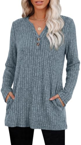 Womens Fall Fashion Plus Size Clothes Long Sleeve Winter in 07 Blue
