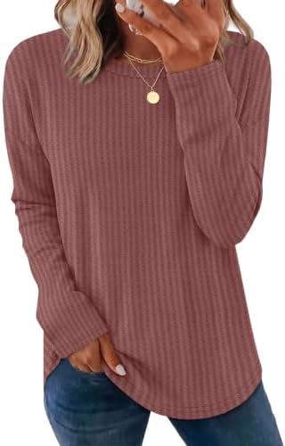 Womens Fall Tops Long Sleeve Shirts Basic Tees Oversized
