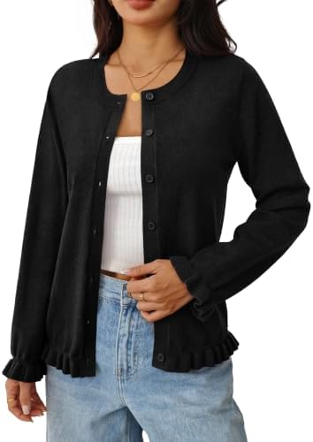 Womens Long Sleeve Cardigans Lightweight Fall Sweaters Business in Black