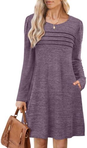 Womens Long Sleeve Dresses 2026 Sweater Dress Casual Fall in D-purple