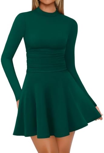 Womens Long Sleeve Mock Neck Dress Fall Winter Mini Corset