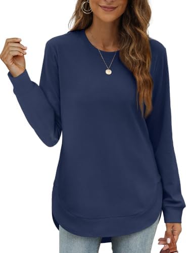 Womens Long Sleeve Tops Casual Tops For Women Fashion 2022 in I-navyblue