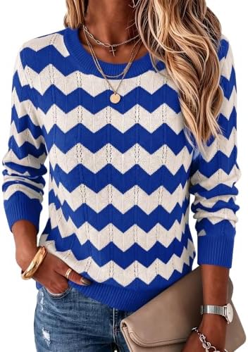 Womens Long Sleeve Tops Fall Plus Size Crew Neck Sweater Color