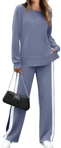 Womens Lounge Sets 2 Piece Outfits Plus Size Sweatsuits Blue 3XL in Z Blue