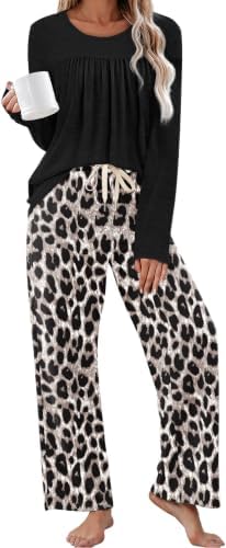 Womens Pajamas Set 2 Piece Leopard Lounge Sets Fall Outfits