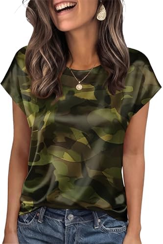 Womens Satin Silk Shirts Blouses Casual Fashion Outfit Spring