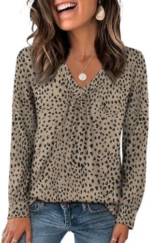 Womens Shirts Fall Fashion 2026 Long Sleeve Blouses Dressy in 12-leopard
