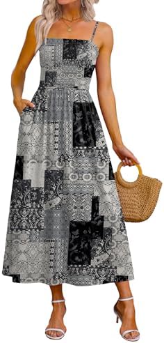Womens Spaghetti Strap Maxi Dresses 2026 Fashion Clothing in Color Blocked