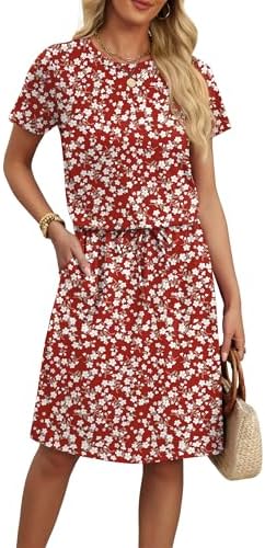 Womens Summer Dresses Beach Vacation Clothes Spring Dresses for in Red White Print