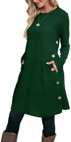 Womens Sweater Dress Long Sleeve Dress for Women Winter Dress in Ed- Emerald Green
