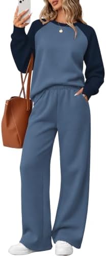 Womens Sweatsuits 2 Piece Outfits Lounge Sweat Sets Clothes in Blue 02