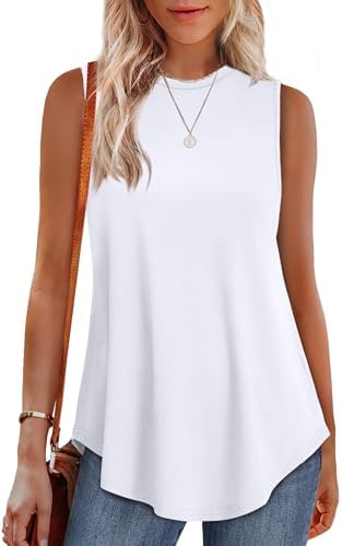 Womens Tank Tops Loose Fit White Tank Top Woman Dressy Summer in A-white