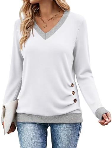 Womens Tops Business Casual Tops for Women Fall Long Sleeve in White