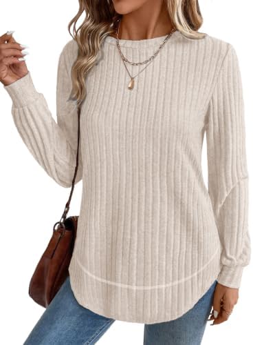 Womens Tops Dressy Casual Fall Outfits for Women 2026 Teacher in A-khaki