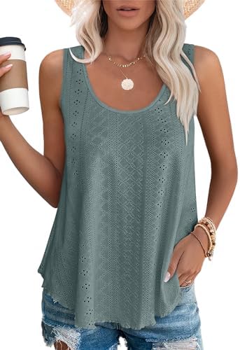 Womens Tops Dressy Casual Tunic Oversized Tank Tops for Women in D-green
