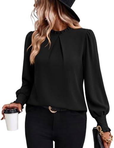 Womens Tops Dressy Casual Women Blouses Business Casual Outfits in Black