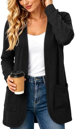 Womens Tops Fall Outfits 2026 Long Sleeve Shirts Cardigan in Black