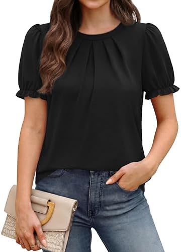 Womens Tops Short Sleeve Blouses for Women Dressy Casual Shirts